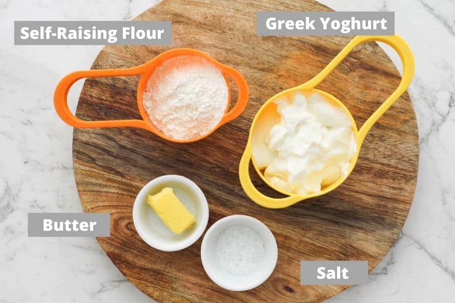 pretzel bites ingredients on a wooden board.