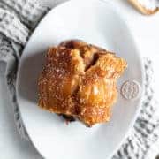 air fryer roast pork on a white platter.
