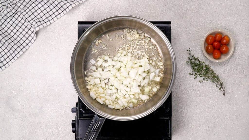 Add onion and stir