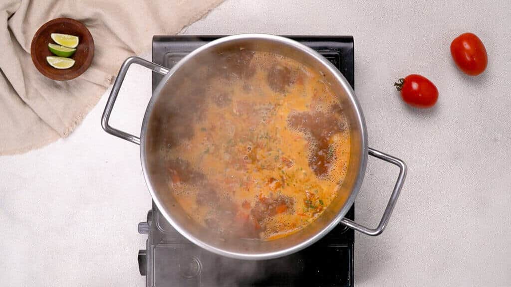 Boil the mixed ingredients