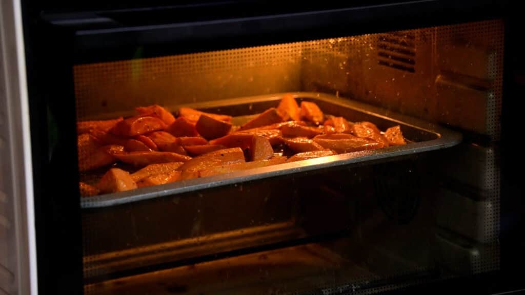 tray in the oven