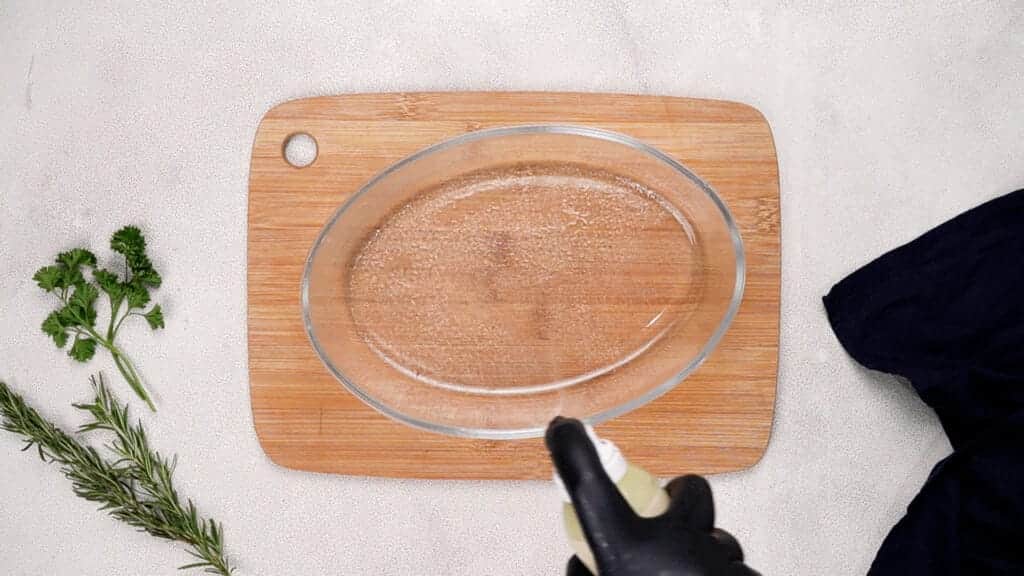 Spray the tray