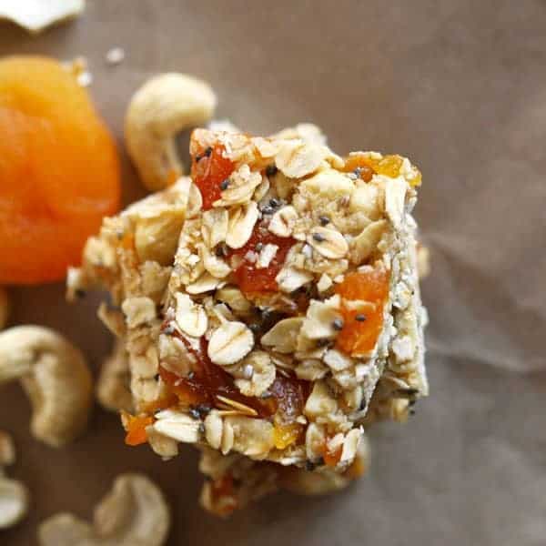 No bake chewy apricot muesli bars