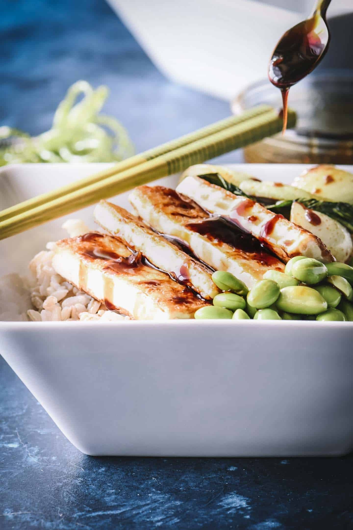 Crispy Teriyaki Tofu Rice Bowl