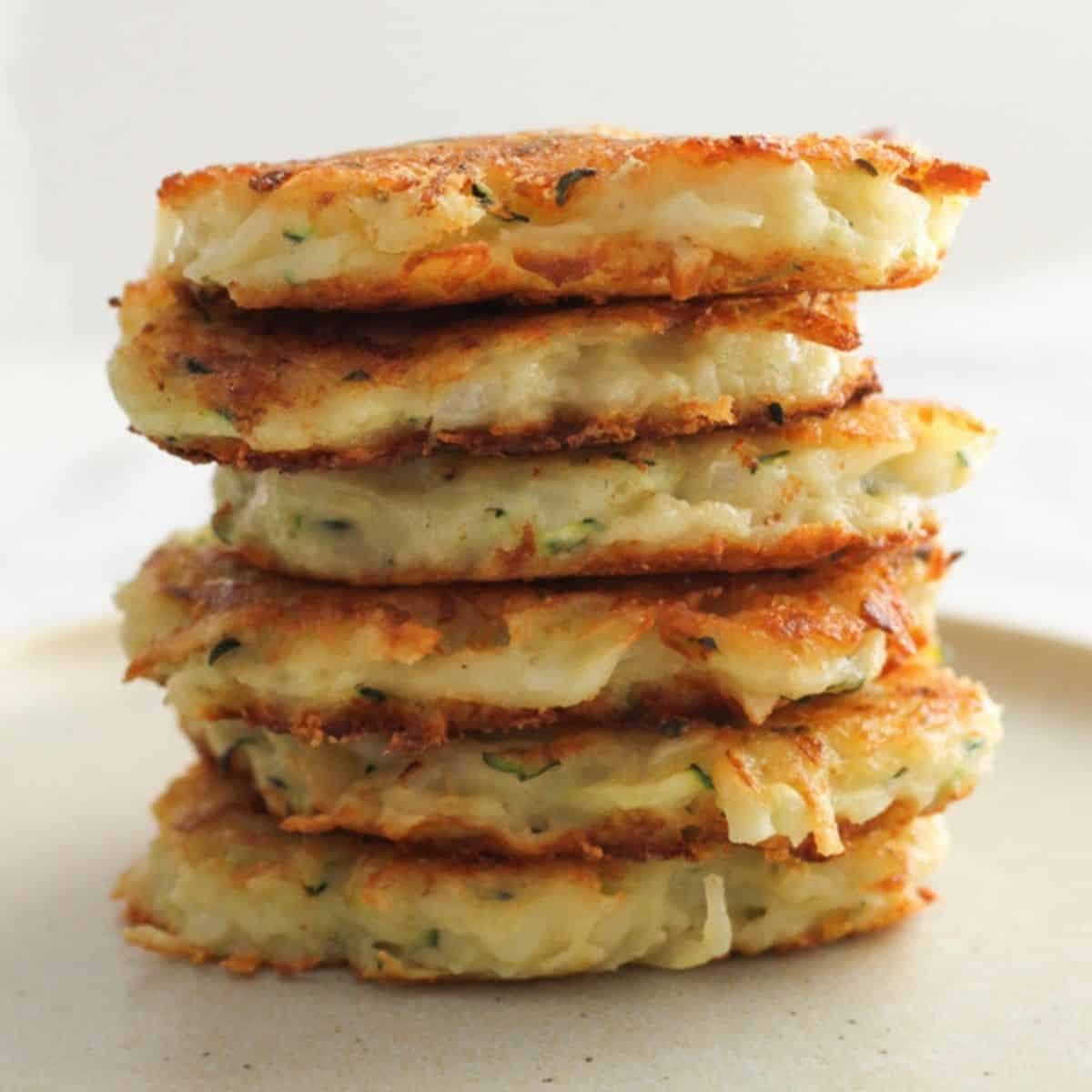stack of fritters on a plate.