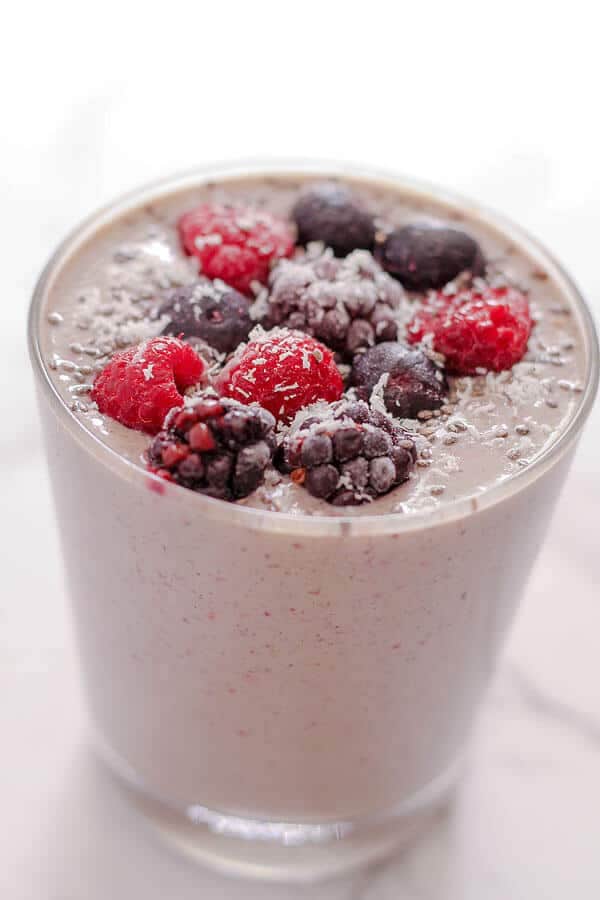 Mixed fruit smoothie in a glass