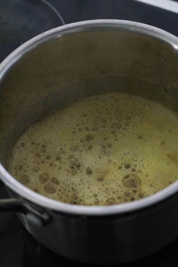 melted butter and golden syrup in a saucepan.