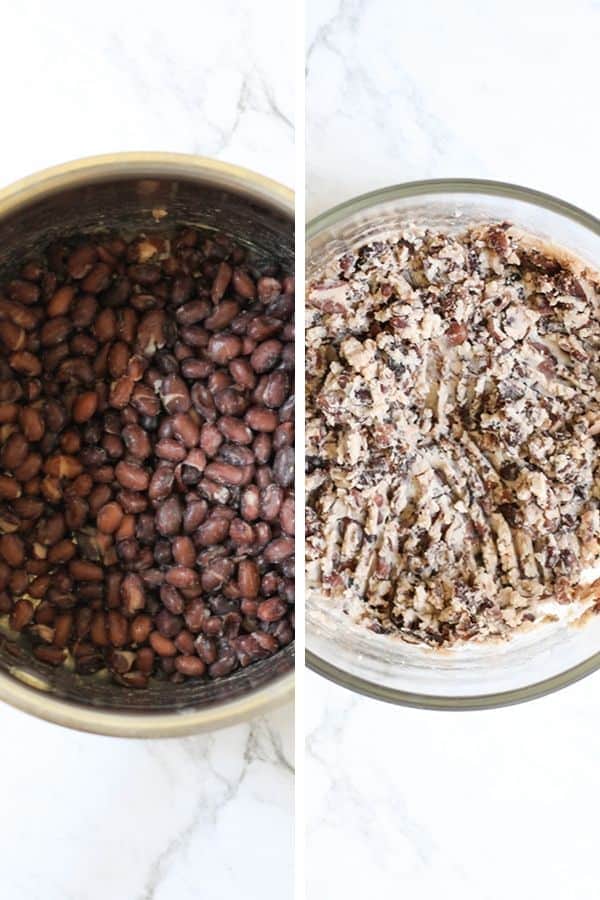 mashed black beans.