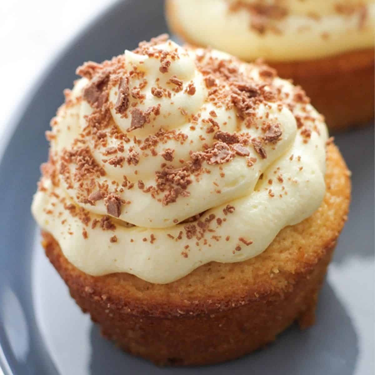 close up image of a white chocolate mud cupcake.