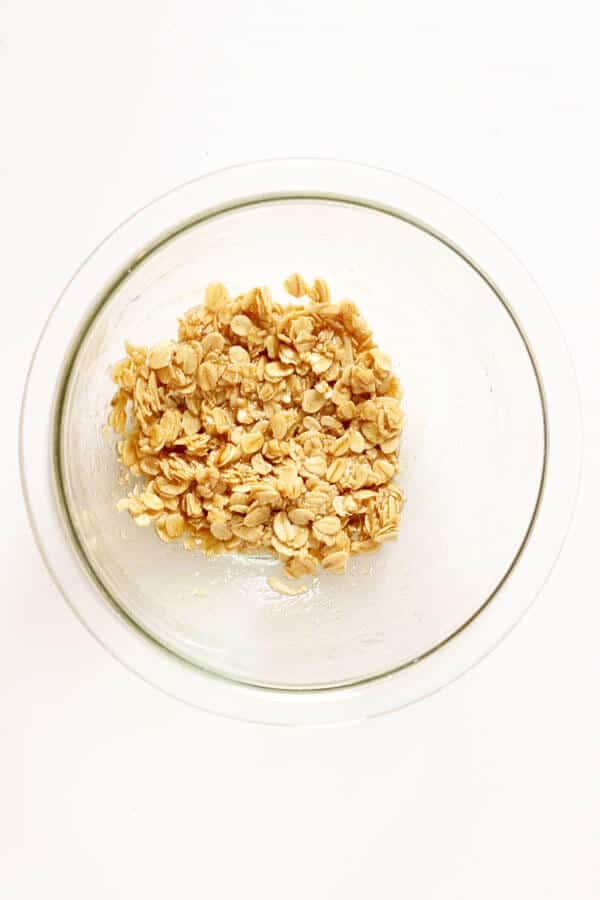 crisp mixture in a glass bowl