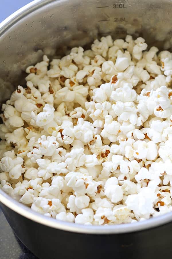 popcorn in a saucepan.