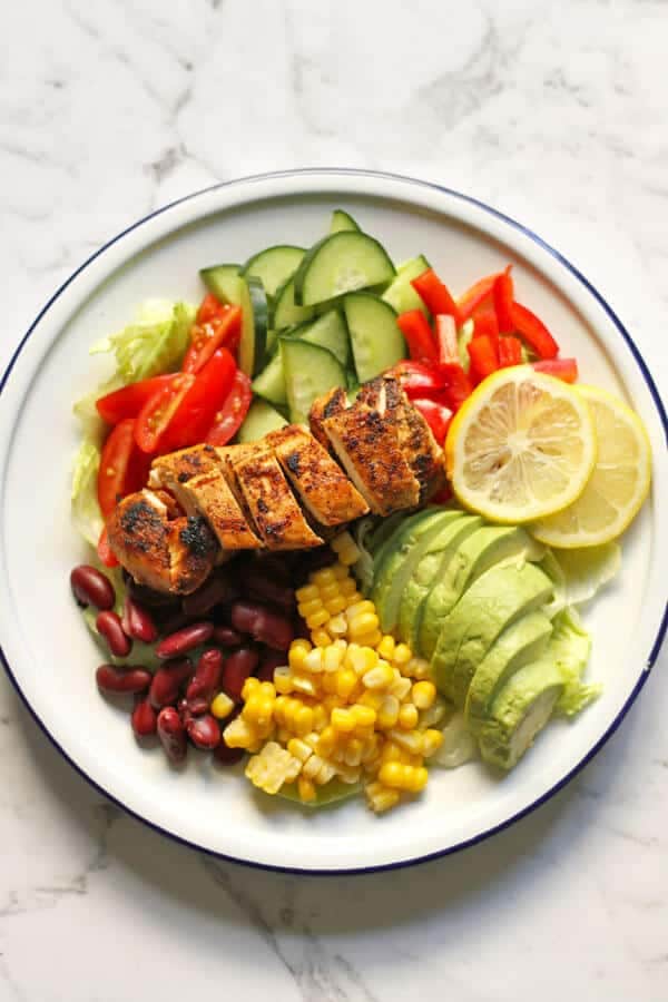 Mexican Chicken Salad on top of a white plate