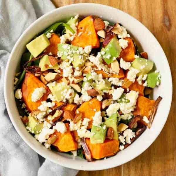 Roasted Sweet Potato, Avocado and Feta Salad