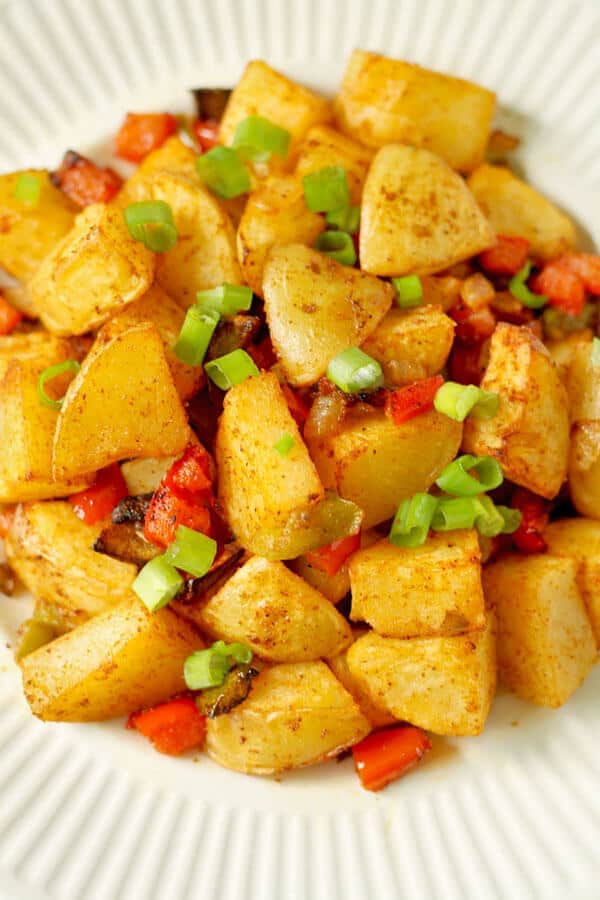 closeup of crispy breakfast potatoes