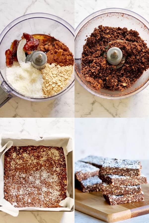 step by step photos on how to make no bake chocolate coconut slice