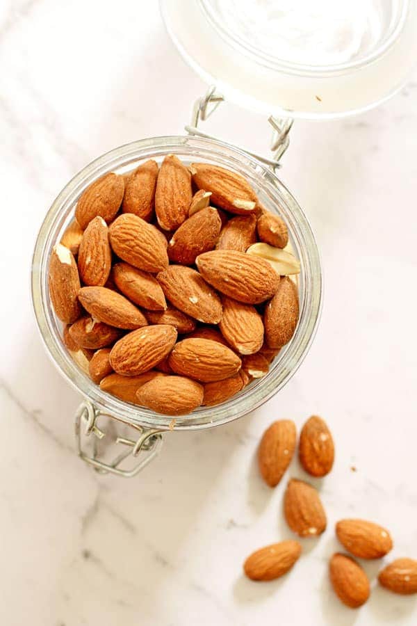 almonds in a glass jar