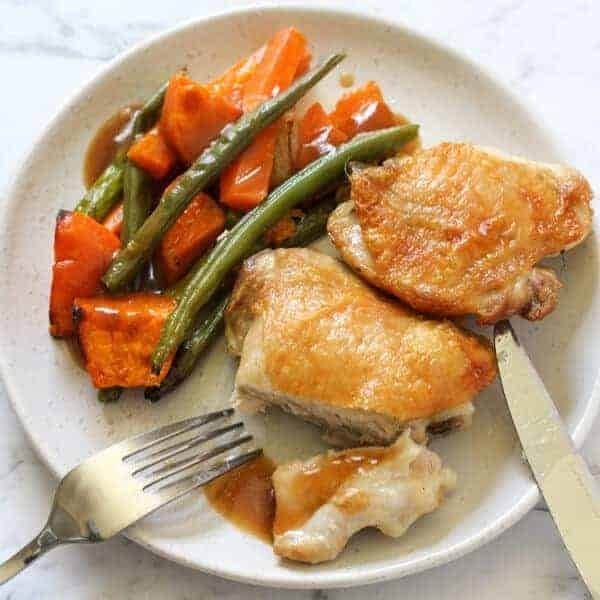 One Pan Crispy Chicken Thighs and Vegetables