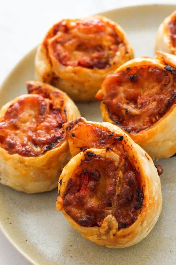 pinwheels on a grey plate.