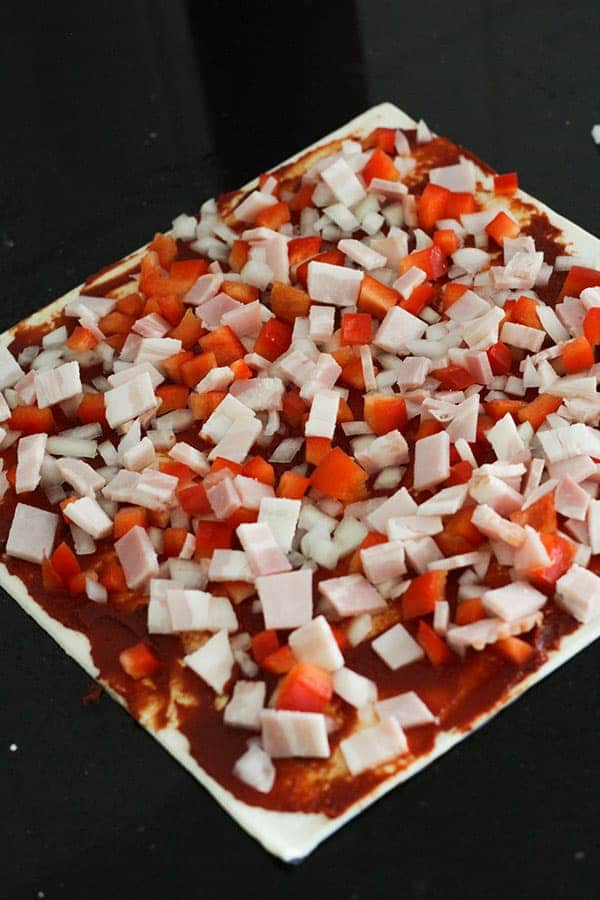 puff pastry covered in ingredients.