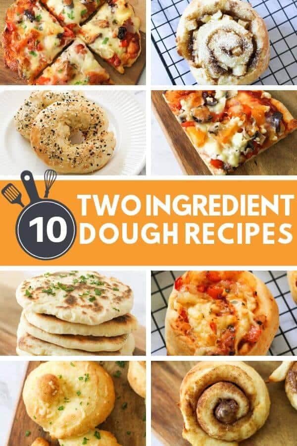 collage of two ingredient dough recipes.