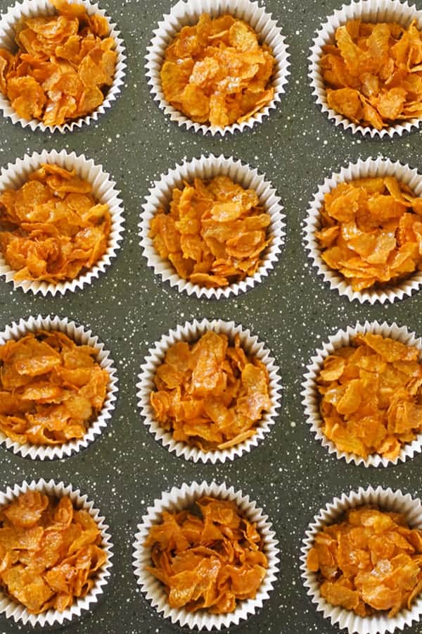 Honey joys in paper liners fresh out of the oven.