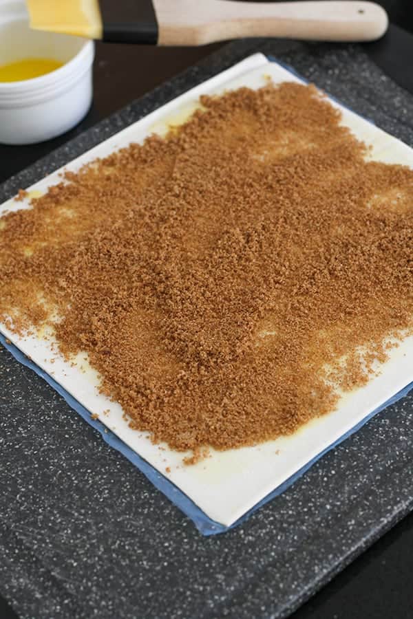 puff pastry covered with cinnamon sugar.