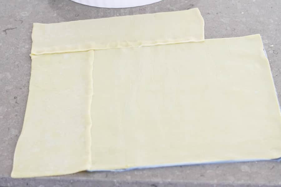 shortcrust pastry on a kitchen bench. 