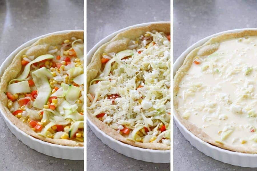 step by step photo instructions on how to assemble quiche