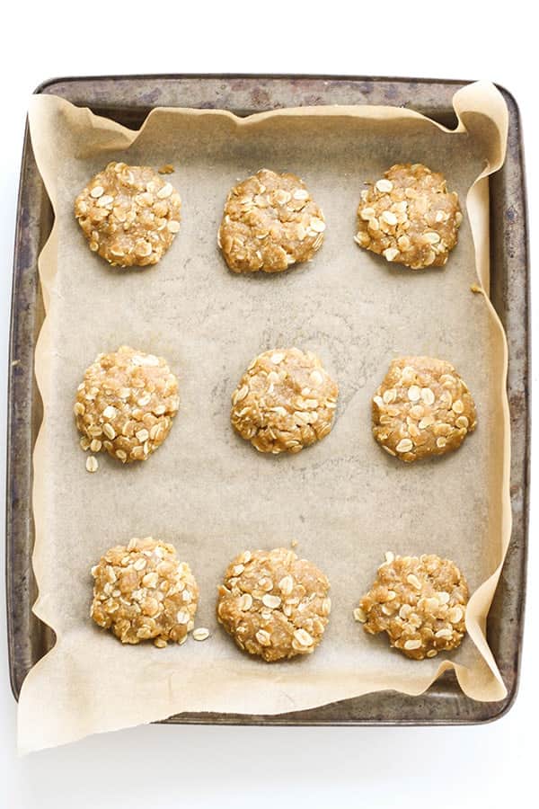 unbaked biscuits on a baking tray.