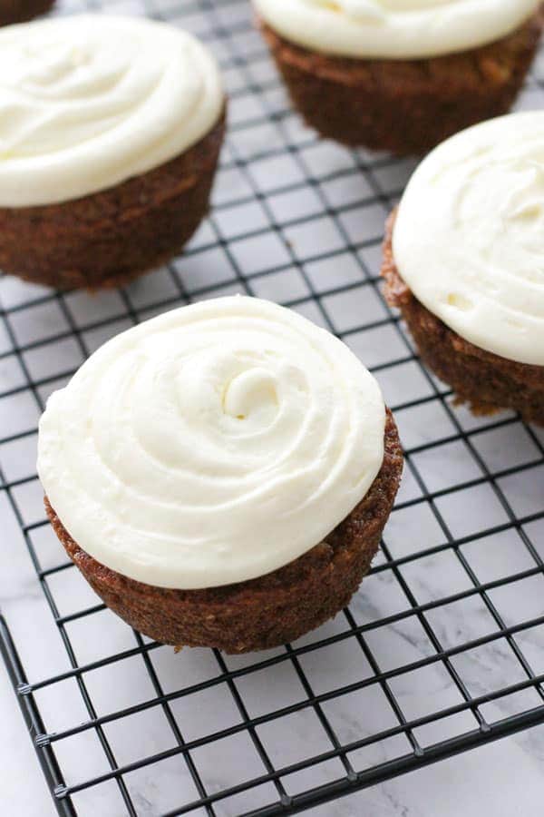 cupcakes on a wire rack.