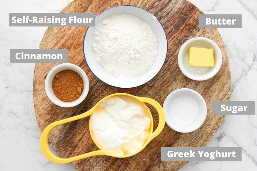 ingredients on a wooden serving board.