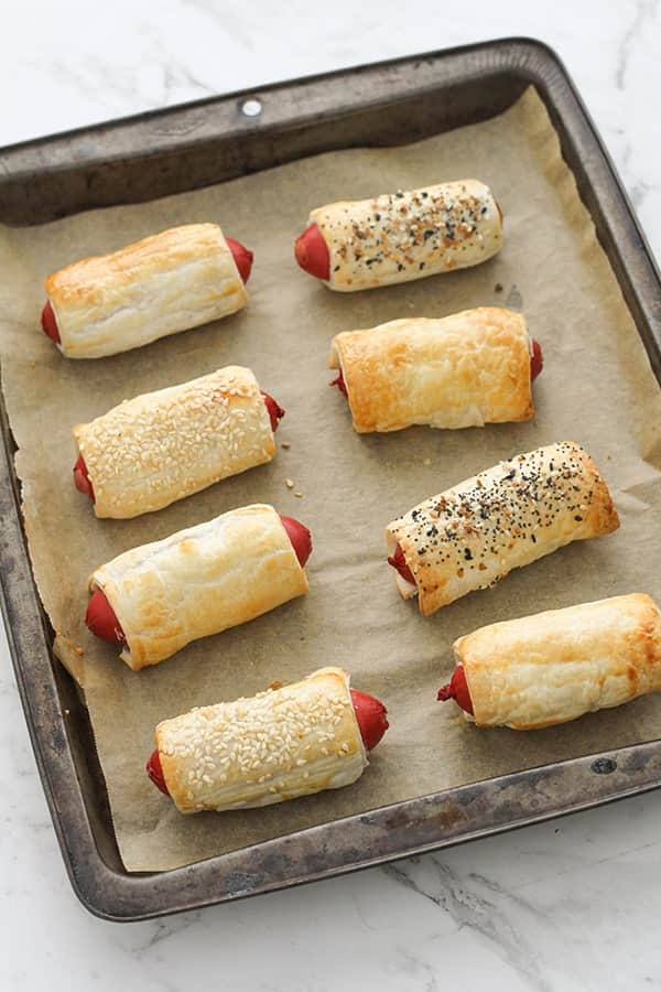 puffy dogs on a baking tray.