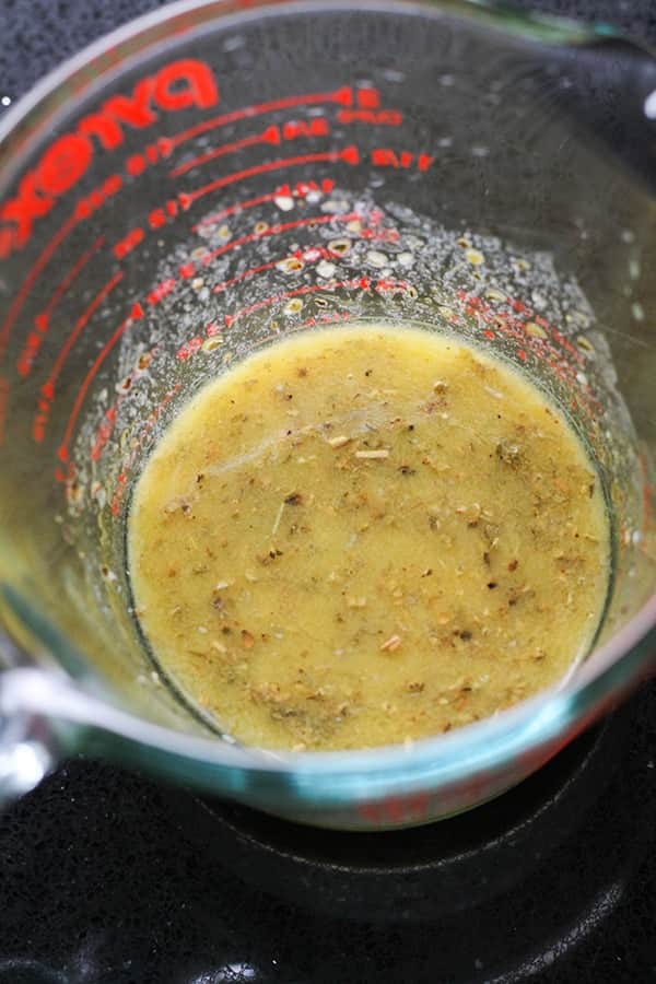 lemon butter in a glass jug.