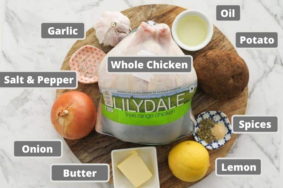 ingredients on a wooden board.