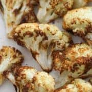 roasted cauliflower on a white plate.