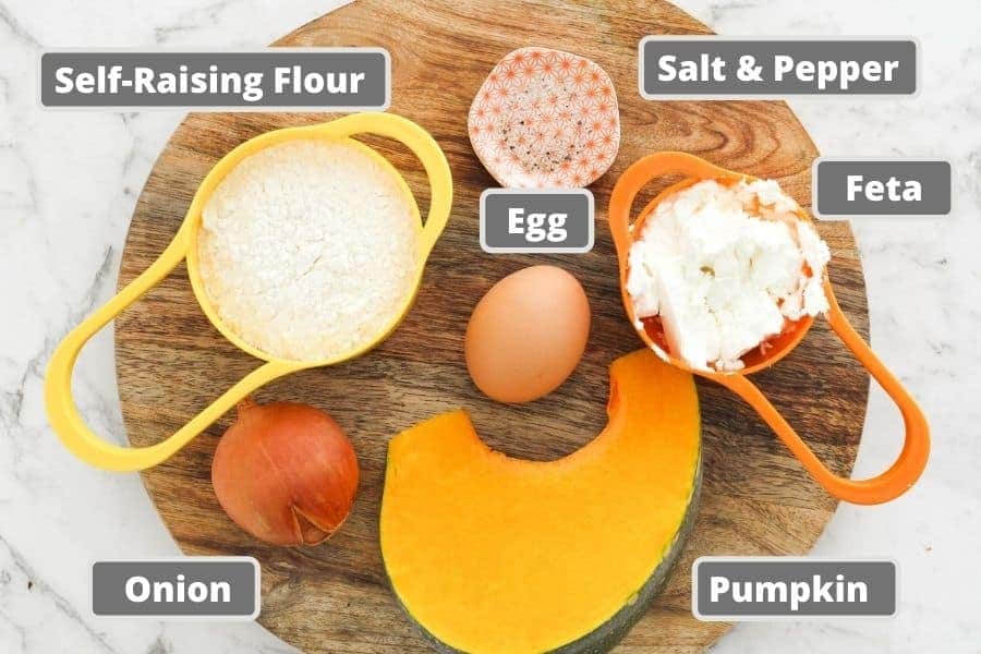 ingredients on a wooden board.