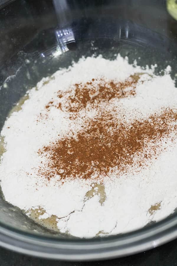 flour ingredients in a bowl.