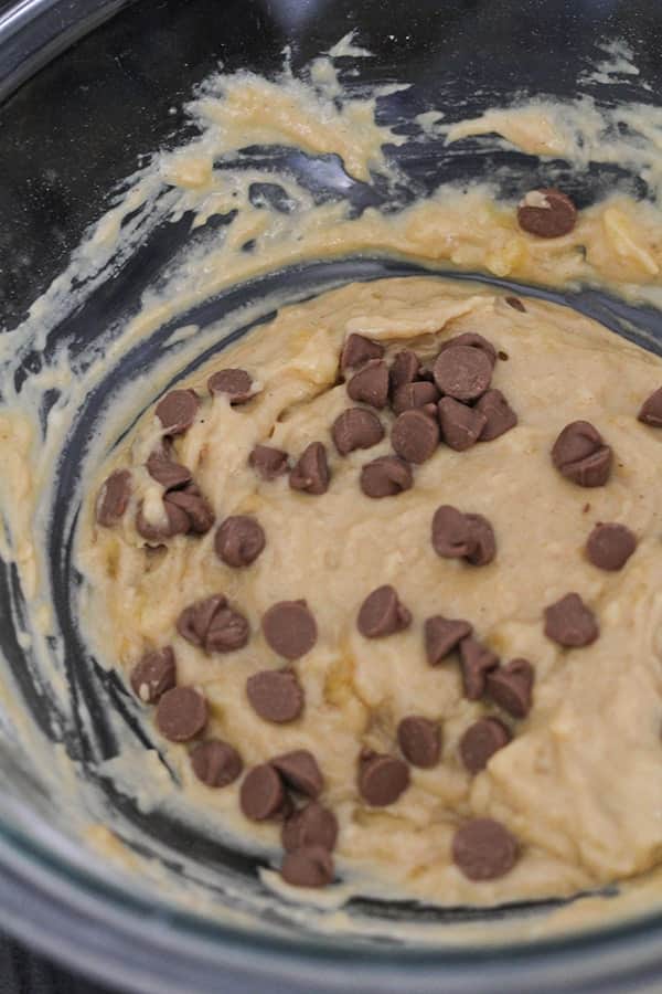 chocolate chips on top the dough