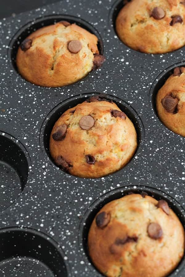 banana muffins in a muffin tray.