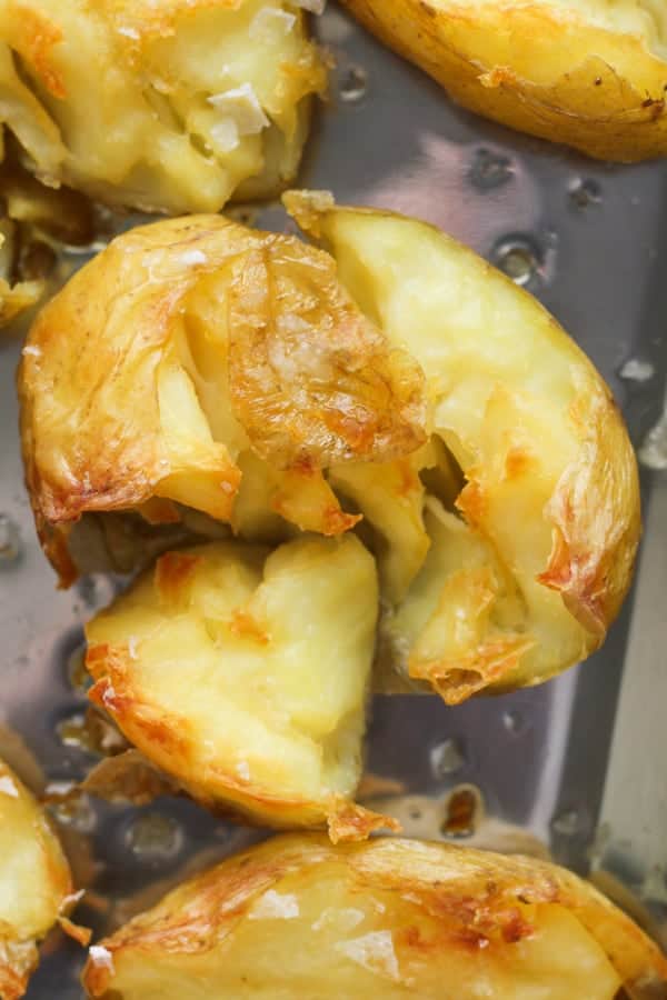 glass potato covered in salt flakes.