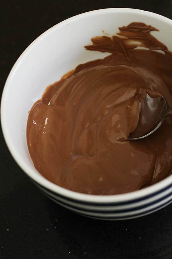 melted chocolate in a bowl.