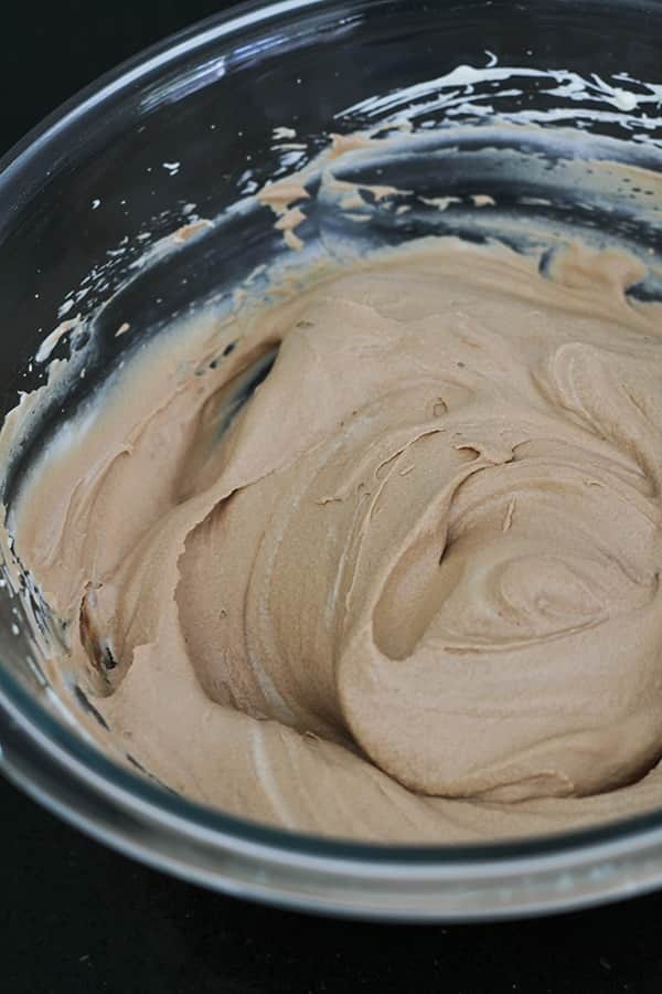 mousse in a glass bowl.