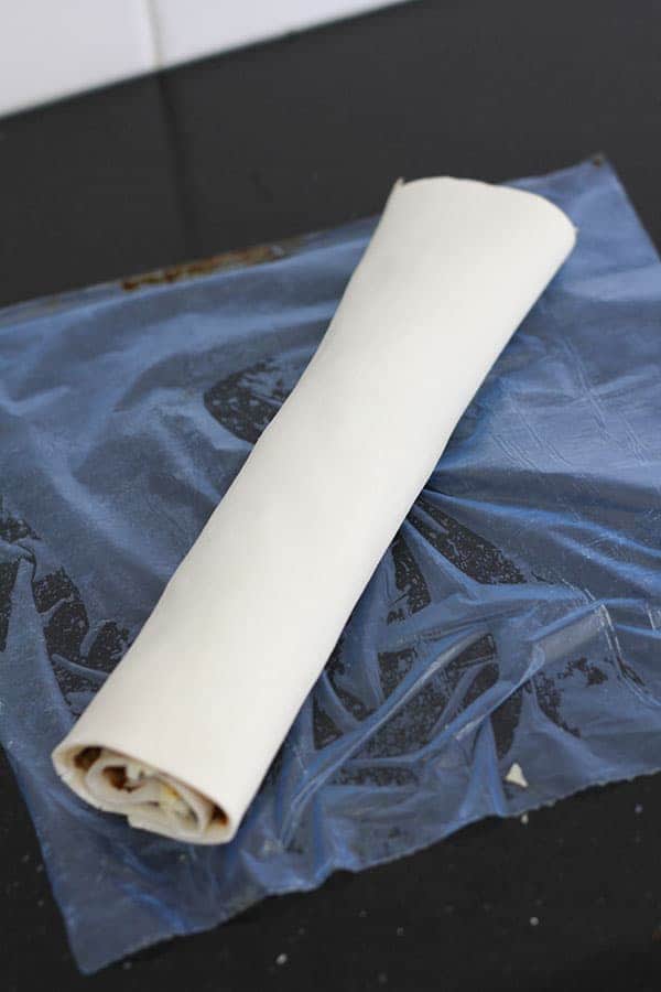 puff pastry rolled up into a log.