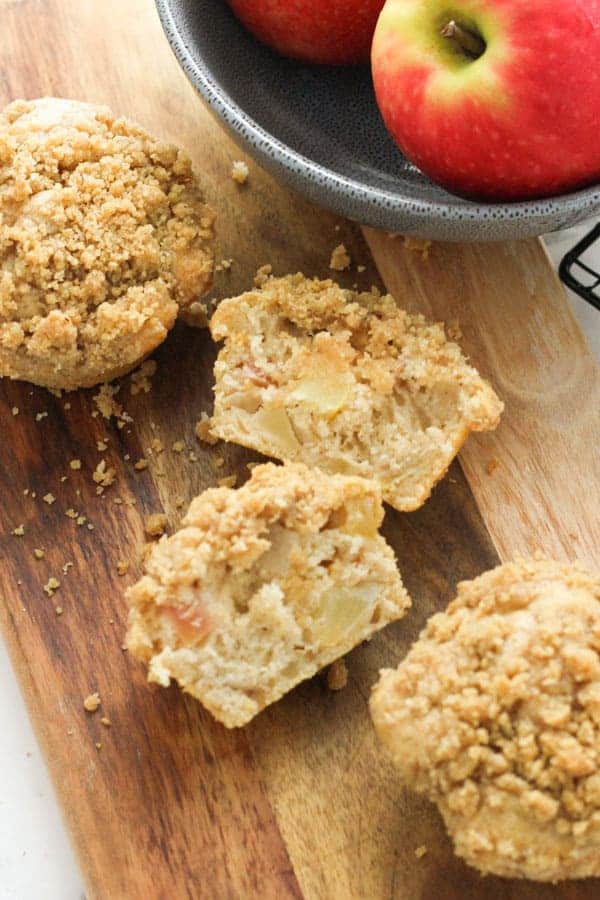 muffins on a wooden board.