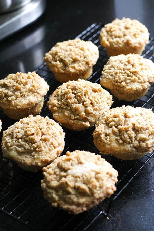 muffins on a wire cooling rack.