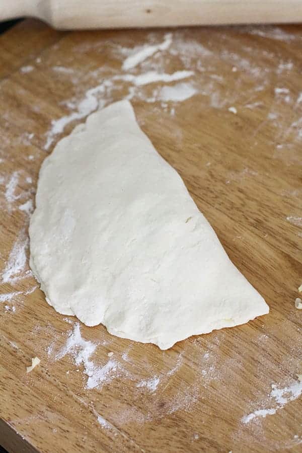 dough folded over to make a semi circle.