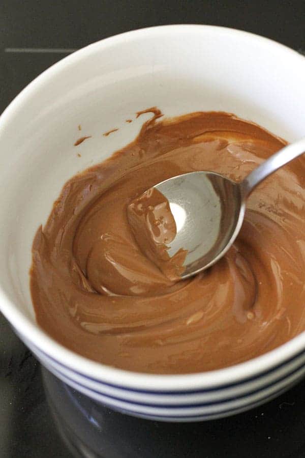 melted chocolate in a bowl.