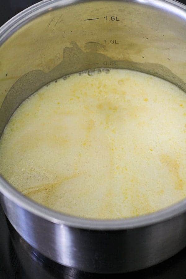 melted butter in a saucepan.