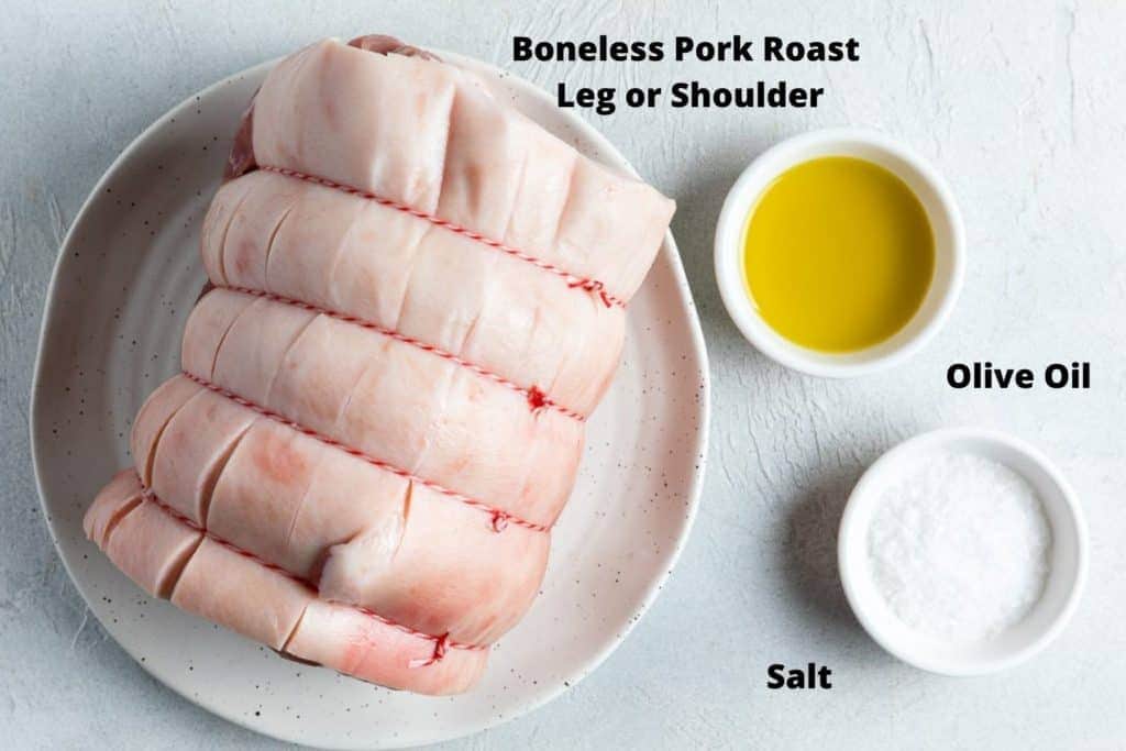 roast pork ingredients on a white background.
