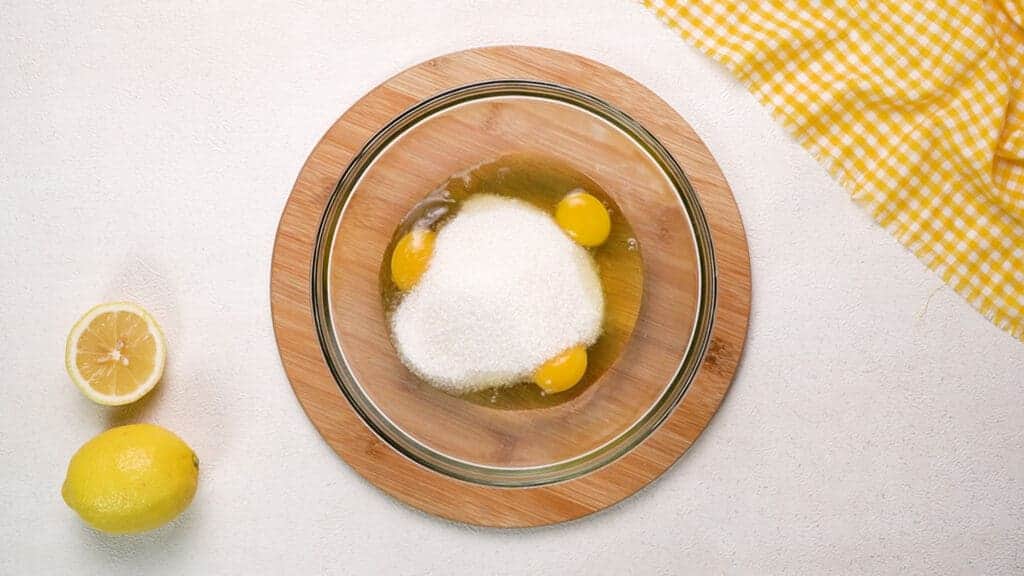 Eggs and Sugar in mixing bowl